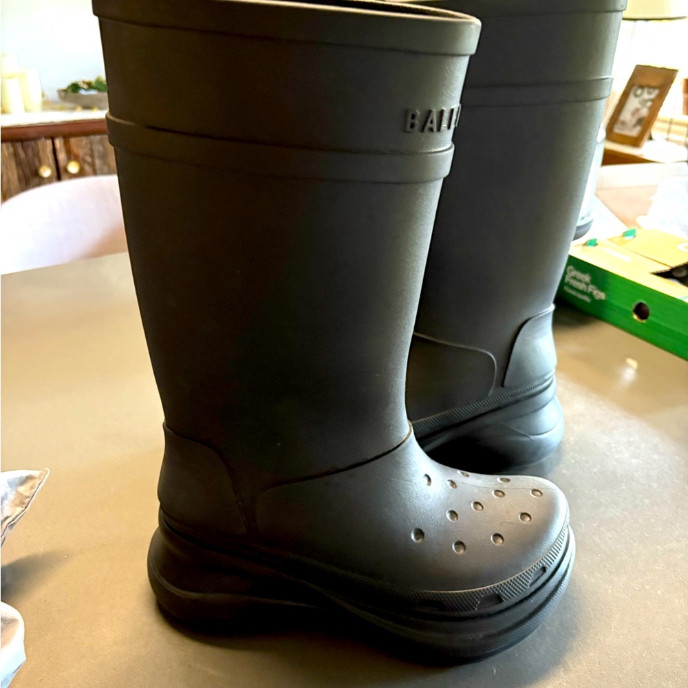 Balenciaga Black Rubber Sole Boots Yeezy